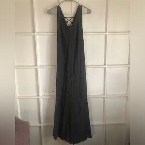 Linen dress with lace up back detail